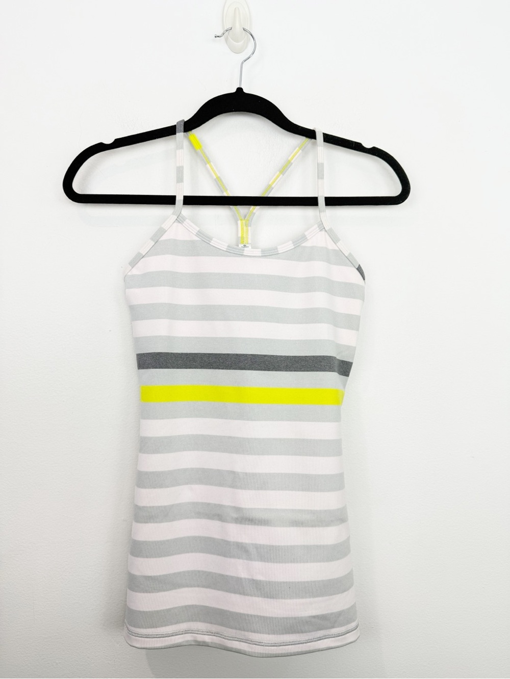Lululemon Power Y Gray Yellow Stripe Tank Top Size 4 NWT